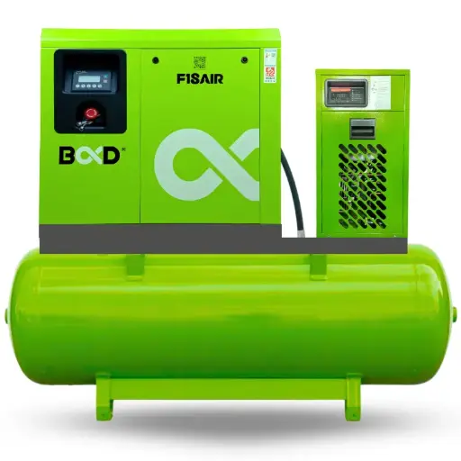 [BD-DHF022TK-10] Screw Compressor 22kW BD-DHF022TK-10 - DHF-TK series – Direct Hi Flow Tank + KitPlug & Play version on an air tank with installation kit. Perfect for small factories, garages, and service centers looking for easy and fast deployment. Power range: 7.5–22 kW | Flow rate: 0.54–3.8 m³/min